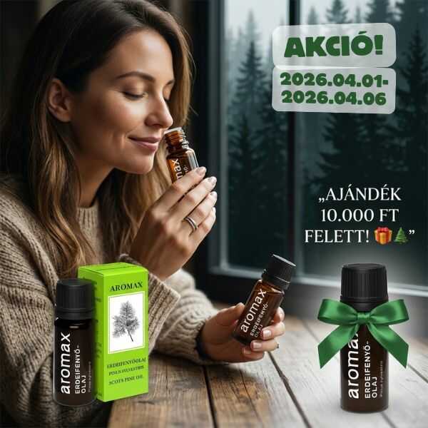 10.000 Ft. feletti vásárlás mellé 1 db. Erdei fenyőolajat adunk ajándékba. 10 ml.